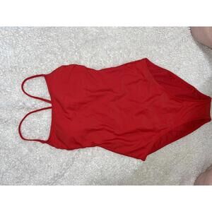 Shade & Shore Red One-Piece Swimsuit adjustable tie back Size M